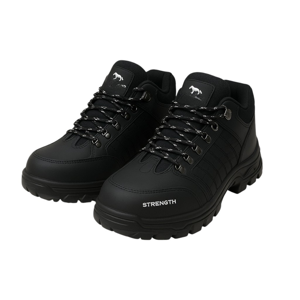 Conferon - Sepatu Safety Boots Pria Ujung Besi Outdoor Touring Warrna Hitam Ukuran 39 - 44 Original