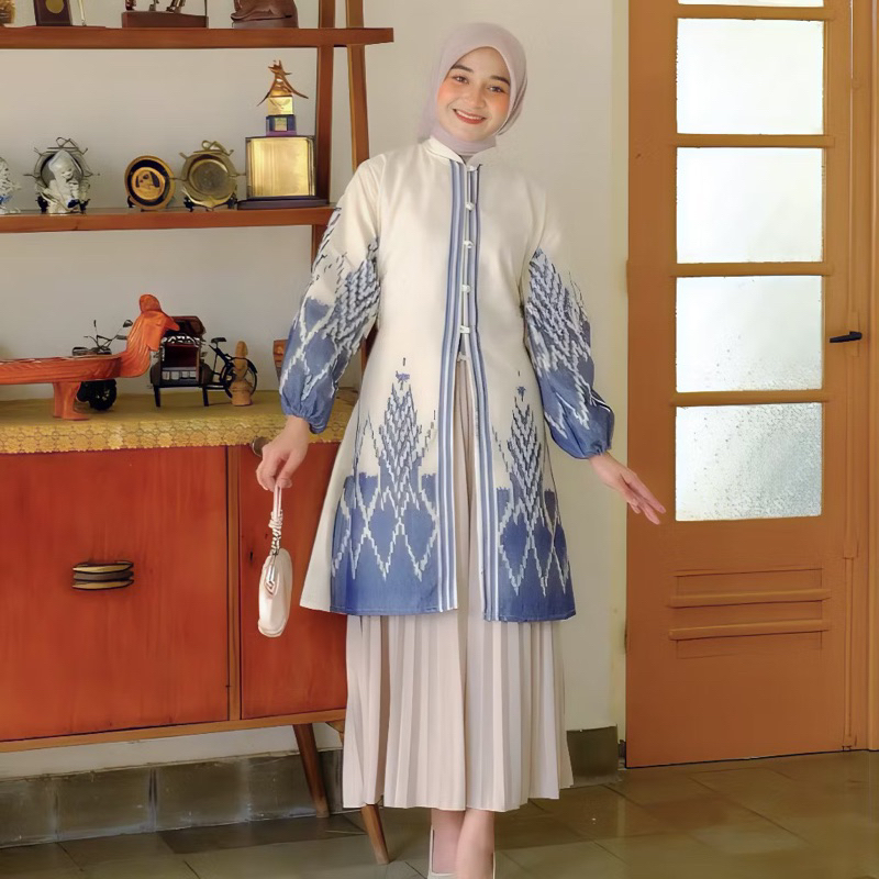 Dress Tenun Wanita - tunik tenun wanita - baju tenun wanita