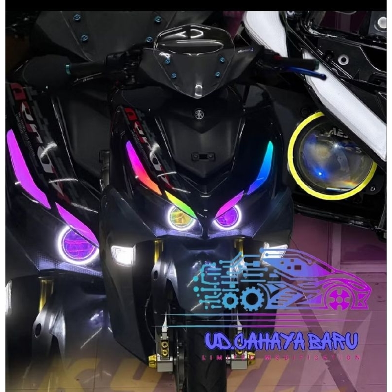 Lampu Alis AES RGB Bluetooth Running Smart LED Mode Belang Bisa Diubah Lewat Aplikasi untuk Motor da