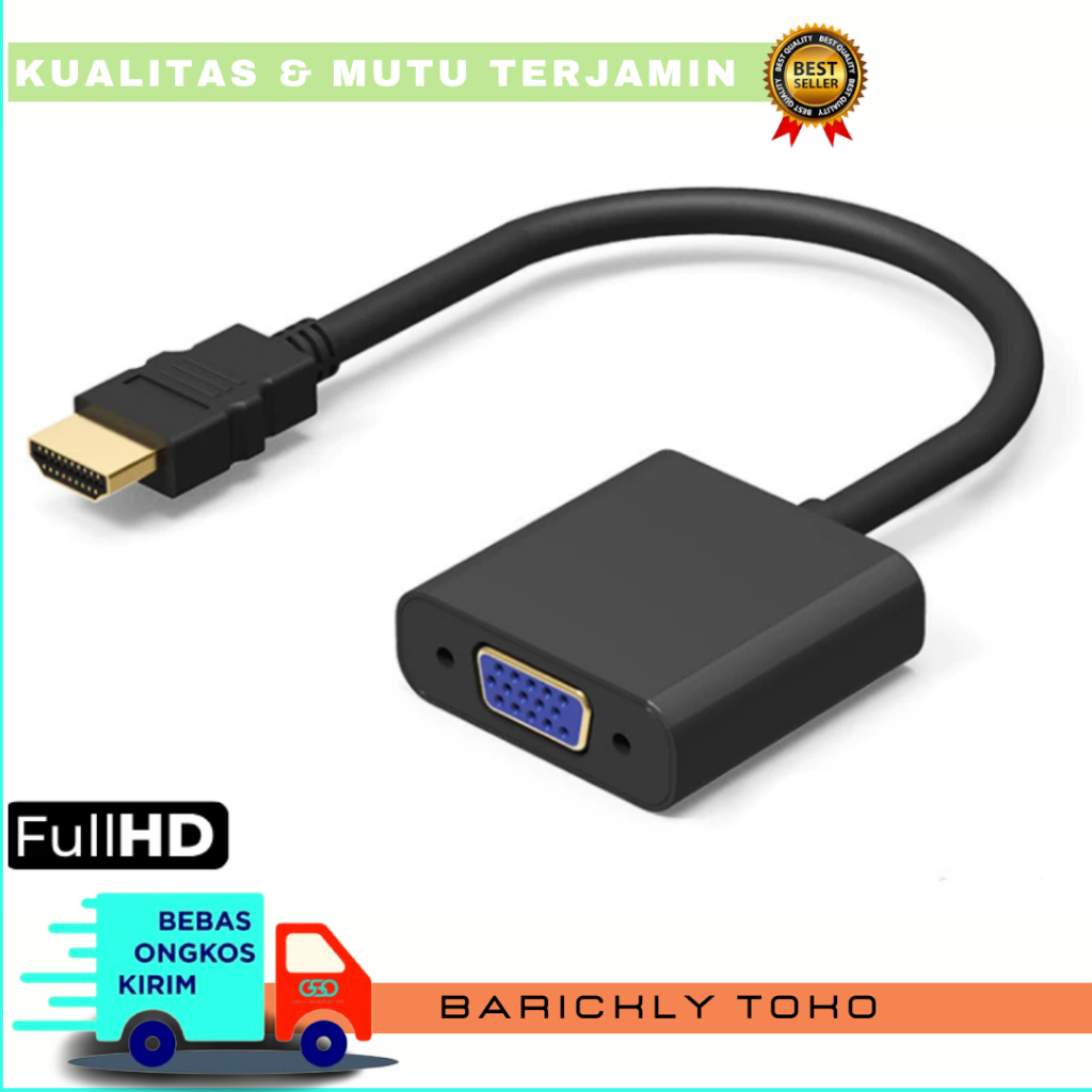 CONVERTER HDMI TO VGA / KABEL SAMBUNGAN HDMI TO VGA MONITOR / CONNECTOR HDMI TO VGA