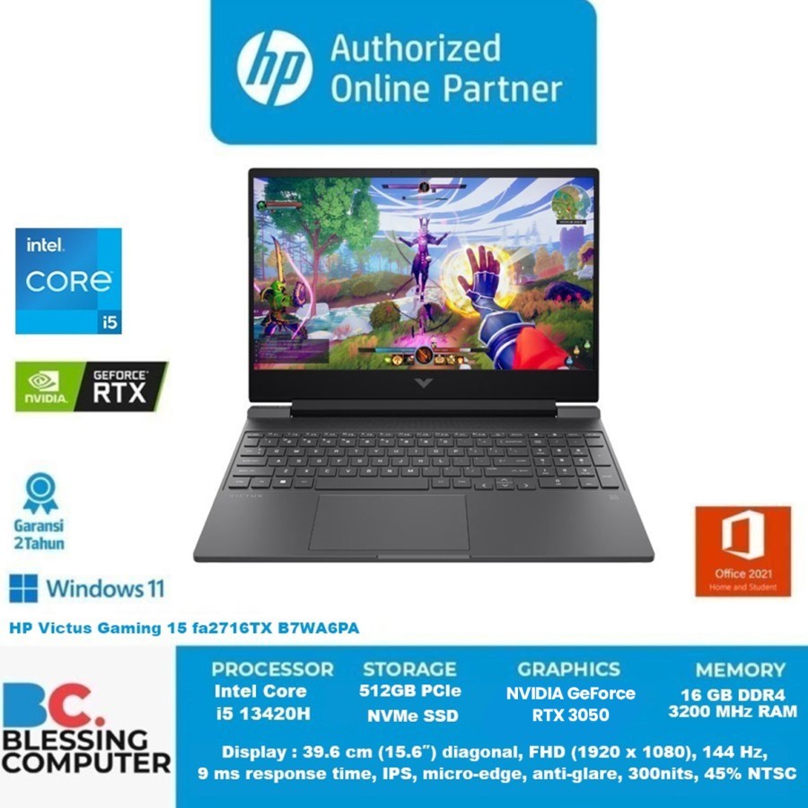 HP Victus Gaming 15 fa2716TX B7WA6PA Core i5 13420H 16GB 512GB 3050 W11 OHS