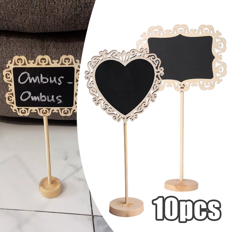 

10pcs Black board Mini Stand Board Mini Chalkboard Blackboard Stand Heart Menu Cafe / Papan Reserved