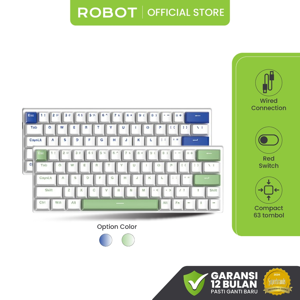 ROBOT Keyboard Gaming Kabel Gaming Keyboard Wired WORKMATE IV Mechanical Wired Compact Portable 63 K