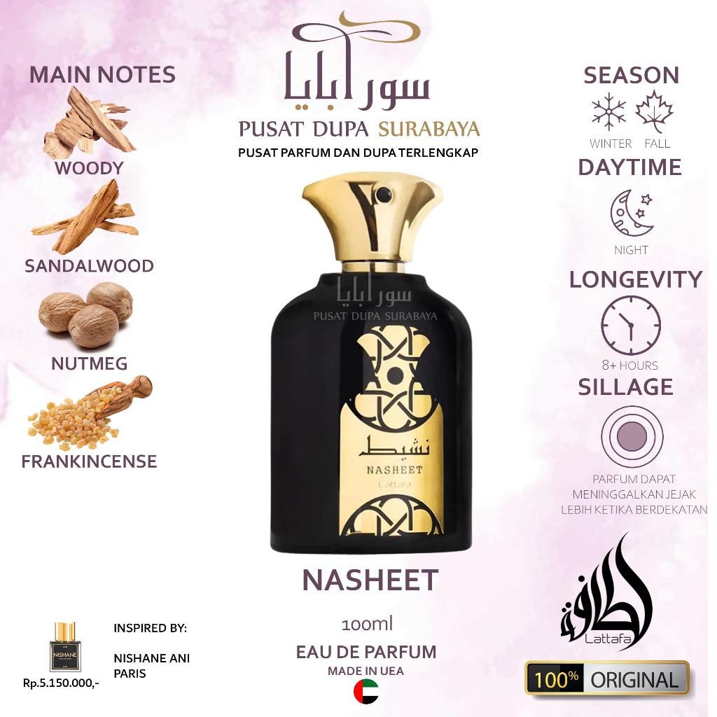 Parfum Asli Arab Original Premium Lattafa Parfume/ Lattafa Nasheet