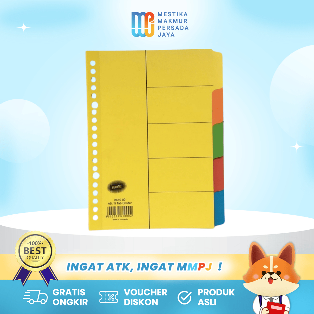 

Bantex Divider / Pembatas Kertas Binder A5 - 5 Lembar 861000