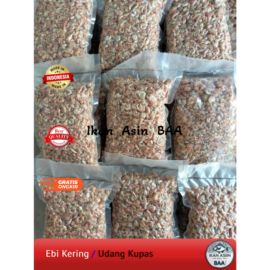 

Ebi Kering Size Sedang / Daging Udang Kupas Kulit Kering Asli Bagansiapiapi