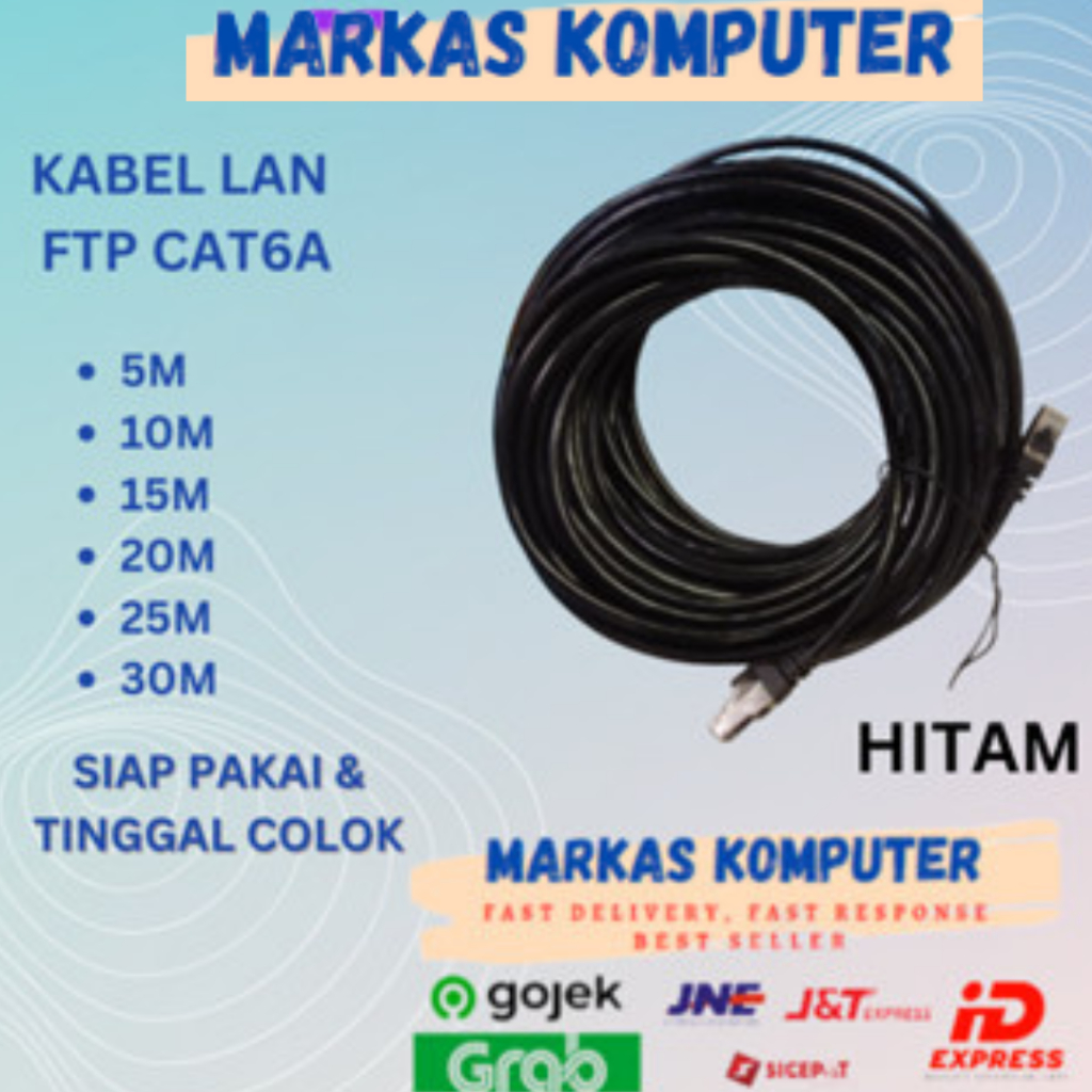 Kabel LAN OUTDOOR FTP CAT 6 Internet Jaringan Cat6 SIAP PAKAI FTP OUTDOOR CAT 6A