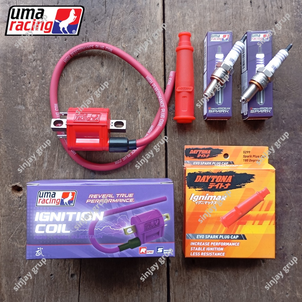Uma Racing-Daytona Koil Cangklong Cop Dop Busi Iridium MX King Vixion Old NVL NVA R 155 Byson Fi Ori