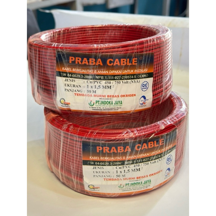 Kabel NYA Praba 2 x 1,5mm Roll 50M / Kabel Praba 1x1.5mmx50meter