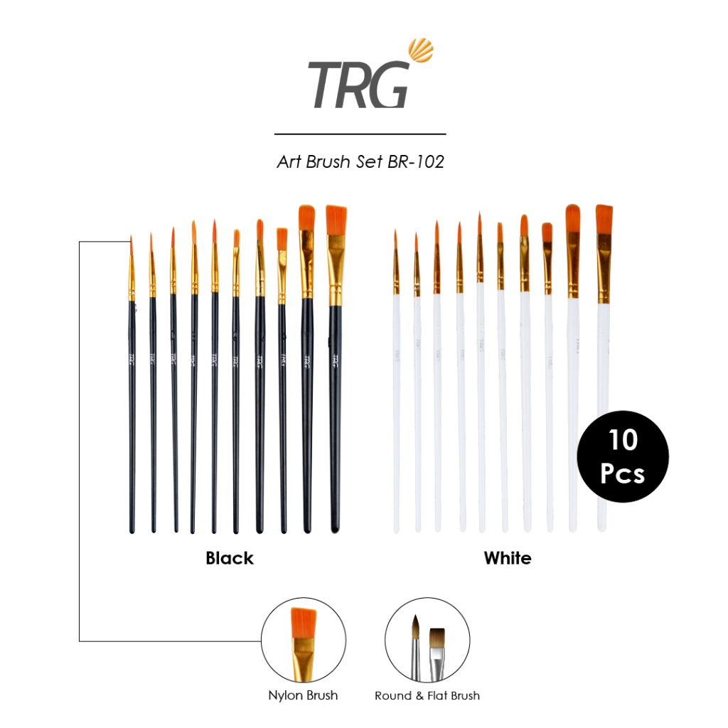 

TRG Kuas Lukis Cat Air Minyak Akrilik Poster BR-102 - Watercolor Acrylic Paint Art Brush Set Isi 10 Buah TRG