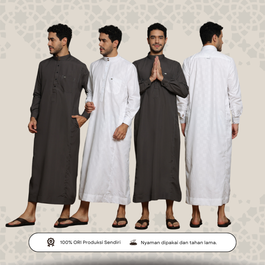 Baju Gamis Jubah Laki Laki Pria Dewasa Putih Polos Warna Model Manset Lengan Panjang Premium