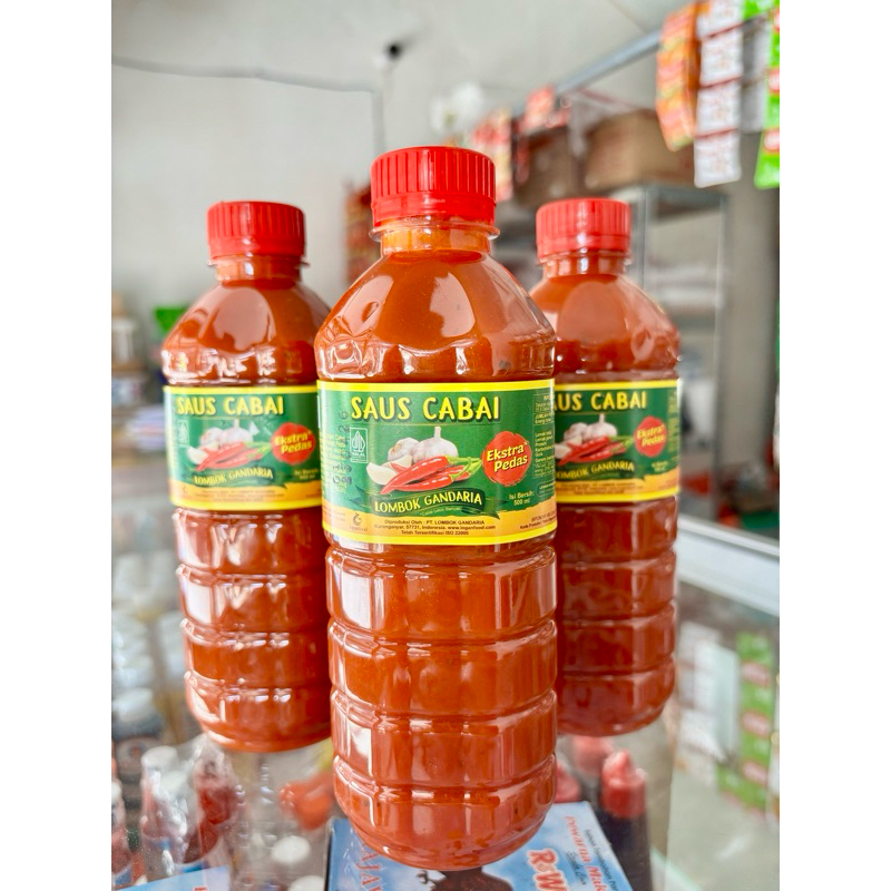 

500gram Saus Extra Pedas Cap Lombok Gandaria Untuk Usaha Bakso dan Mie Ayam Kemasan Botol Plastik