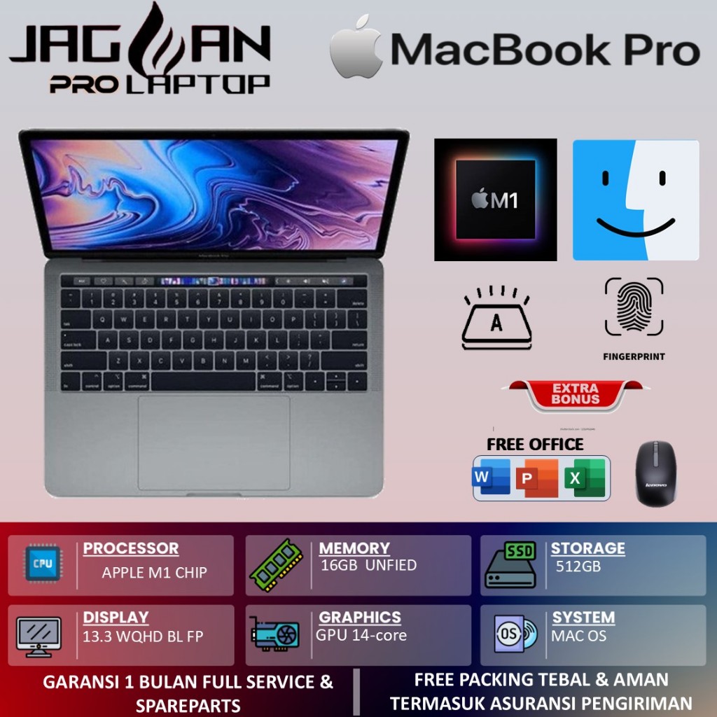Laptop Macbook Pro 13 M1 RAM 16GB 512GB SSD 13.3 Inch WQXGA Backlight Space original