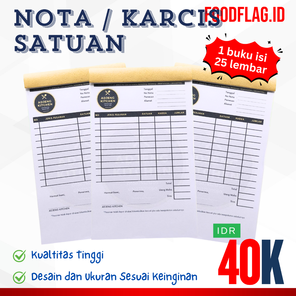 

Cetak Buku Nota Satuan Express Custom Desain