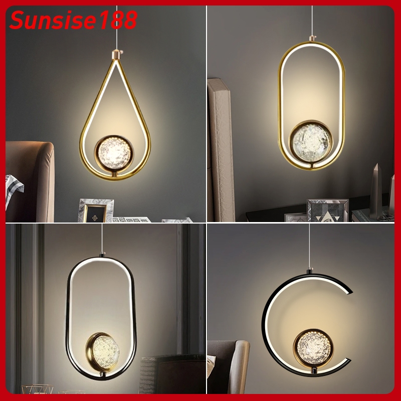 Lampu Gantung Kamar Tidur Modern Lampu Gantung Kecil Samping Tempat Tidur LED 3 Warna Lampu Gantung