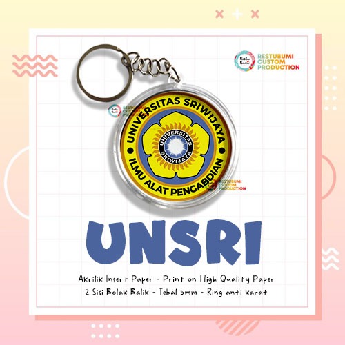 UNSRI Gantungan Kunci 2 Sisi Bolak Balik