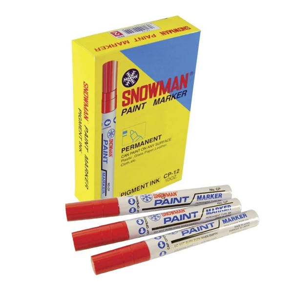

D3W! Spidol Paint Marker Snowman Permanent Putih Gold Silver - 1 lusin isi 12 pcs