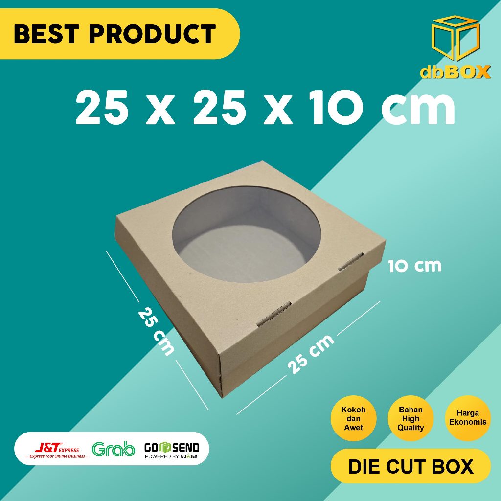 

(10Pcs) BOX KUE MIKA 25x25x10 cm kardus die cut, untuk kue hampers gift box
