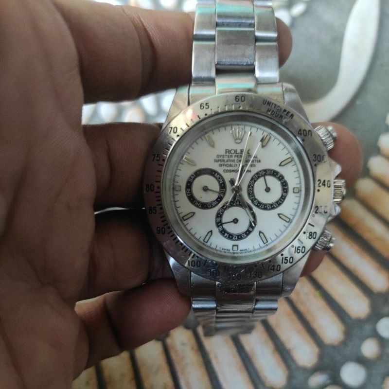 jam tangan rolex daytona matic multifungsi full stenlees steel bekas
