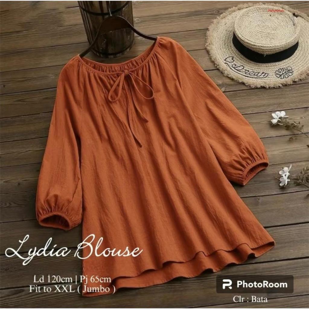DESFA - Blouse Wanita Jumbo Baju Atasan Lengan Panjang LYDIA BASIC CRINKLE Rayon Oversize Airflow To