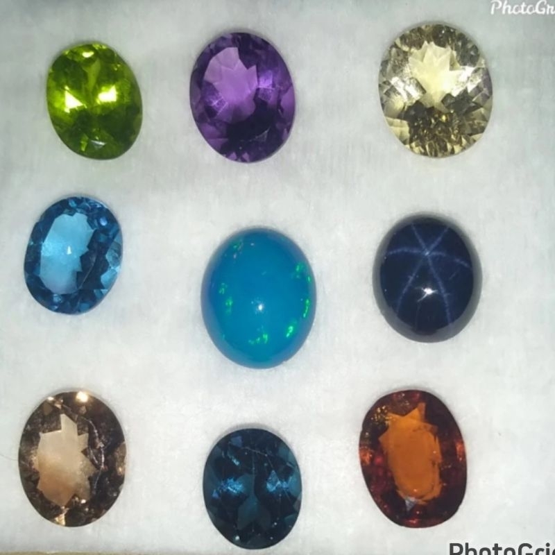 natural batu mulia permata kristal bening asli batu bkn sintetic 9pcs