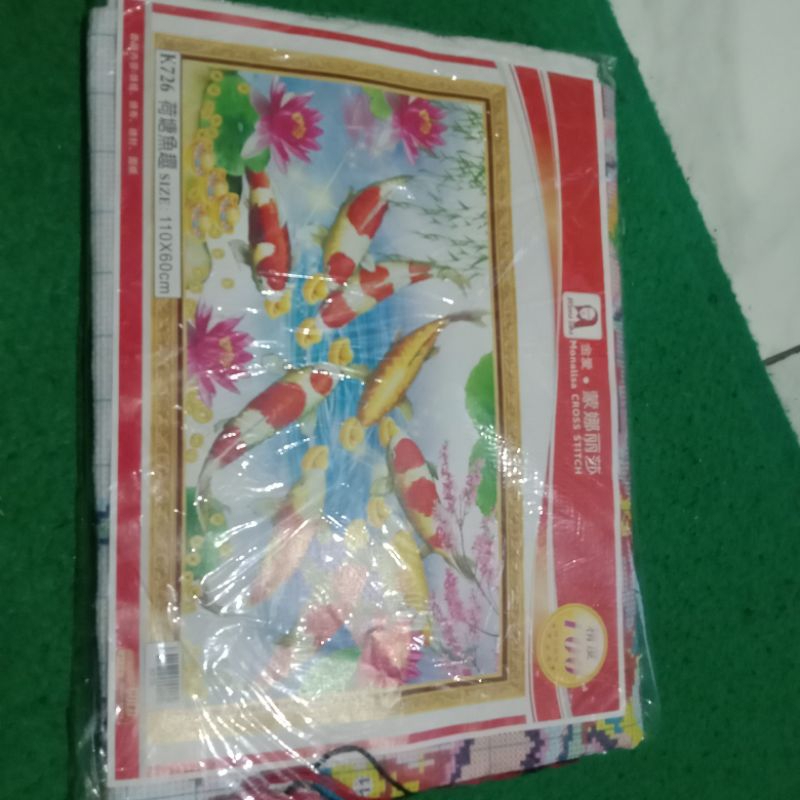 kristik ikan koi 11ct pola kain