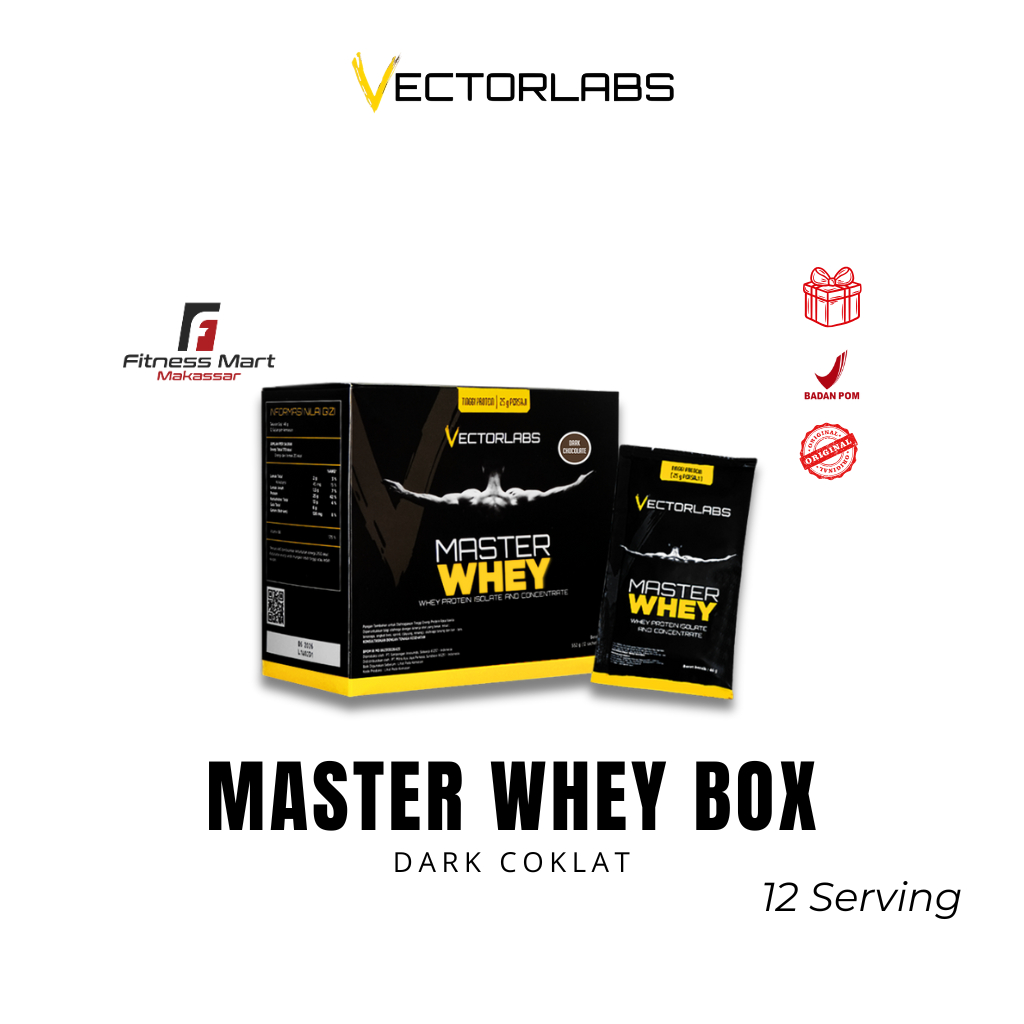 VECTORLABS MASTER WHEY BOX 12 SACHET SUSU WHEY PROTEIN BPOM