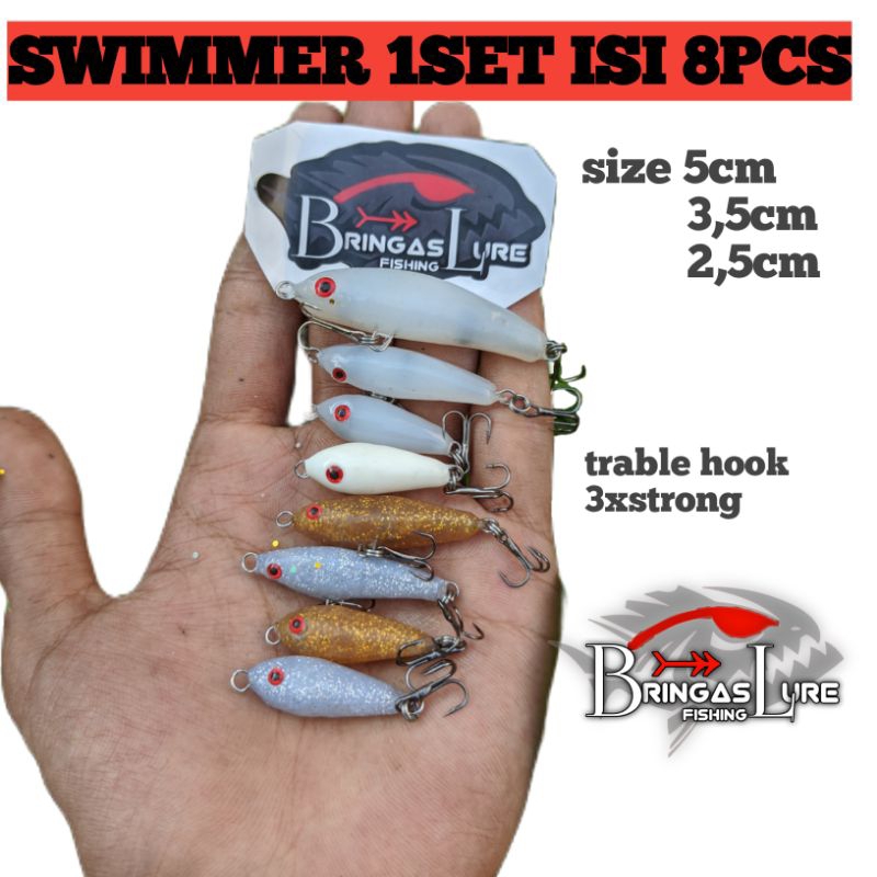 (8PCS) Lure swimbait glue stick 5cm,3.5cm,2.5cm umpan ikan hampala paling ampuh Lure pancing hampala