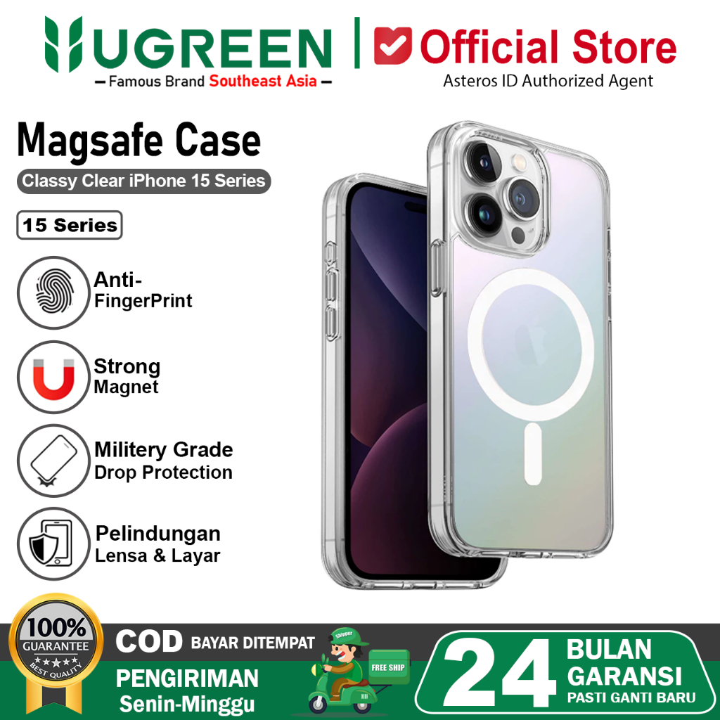 UGREEN Case Magsafe iPhone 15 Plus 15 Pro Max Matte Aurora Laser Gradient Clear