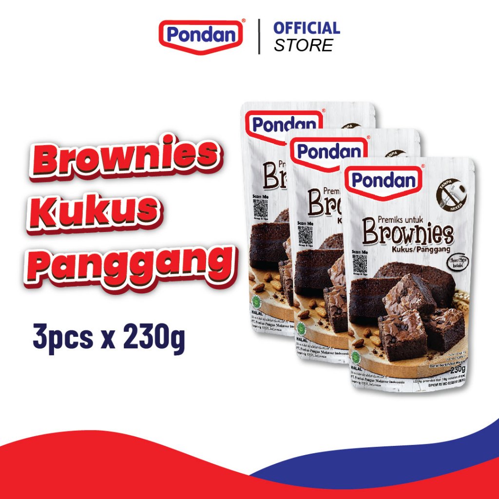 

Pondan Brownies Kukus Panggang Pouch 230g ISI 3 POUCH