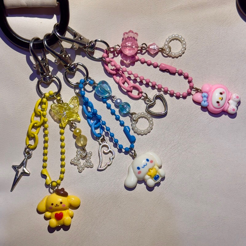 Gantungan Tas Manik Charm Aesthetic Sanrio Pompompurin Cinnamoroll Melody Kuromi Hello Kitty