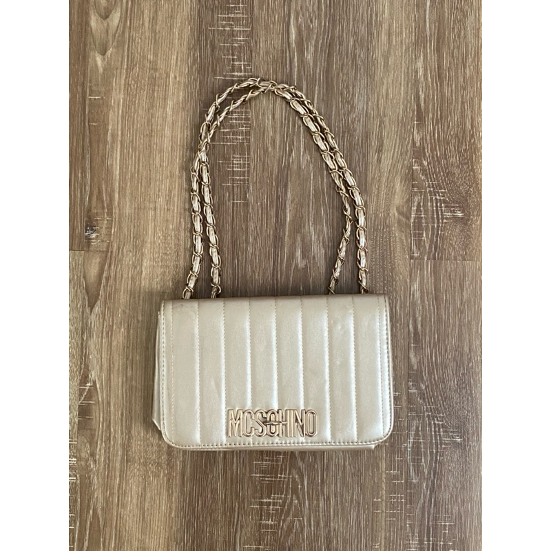 [preloved] moschino gold shoulder bag - tas second