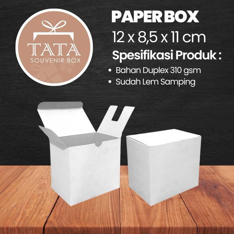 

Box Souvenir 12 x 8,5 x 11 cm Duplex Putih Polos Odol Button Lock