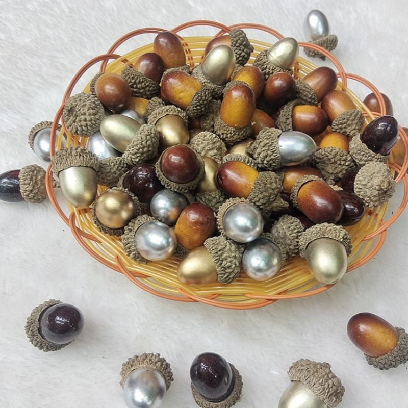 buah Acorn artificial oak artifisial biji pohon ek rustic vintage properti foto poto props buatan