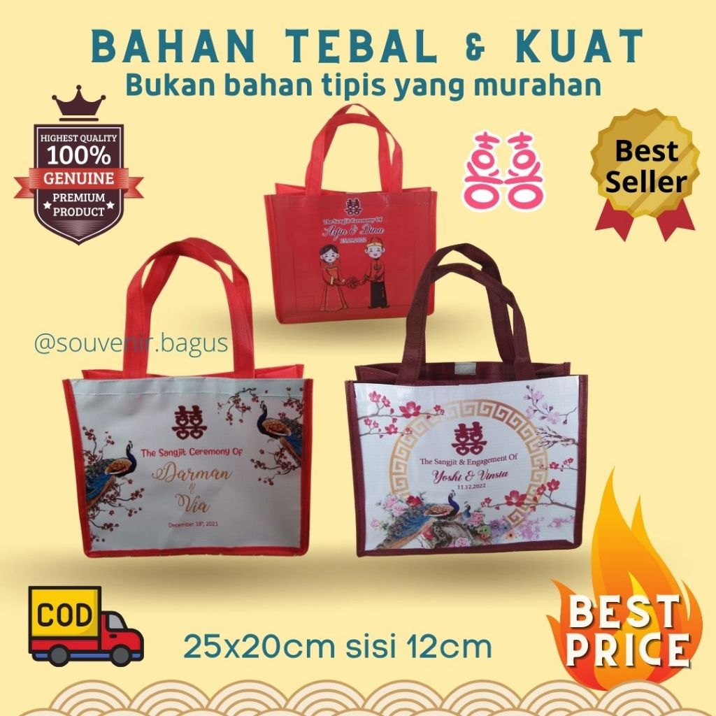 

Tas Souvenir Sangjit Custom Goodie Bag Lamaran Engagement Tea Pai Shuangxi Wedding Lamaran