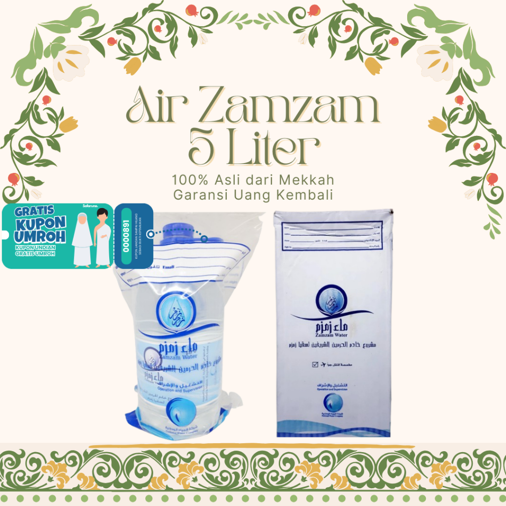 

AIR ZAM-ZAM ORI 5L - KEMASAN GALON AMAN UNTUK OLEH-OLEH HAJI (BARCODE)