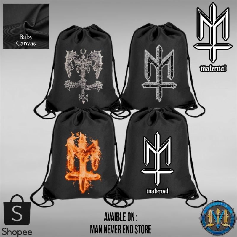 Tas Tali Serut Hitam Maternal Disaster Bahan Baby Kanvas Premium Tebal / Tas Serut Futsal Gymsack Hi