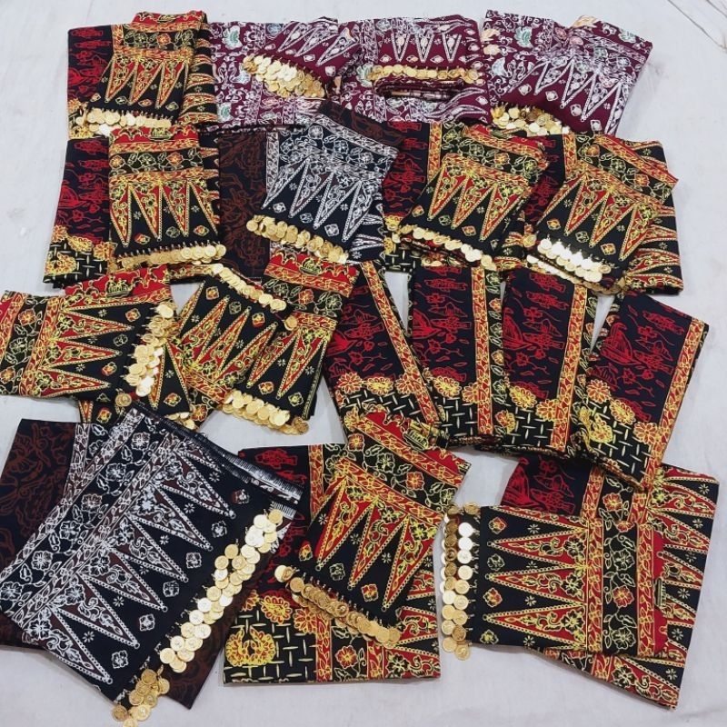 PO set sarung selendang batik jambi kain katun setelan tekuluk melayu