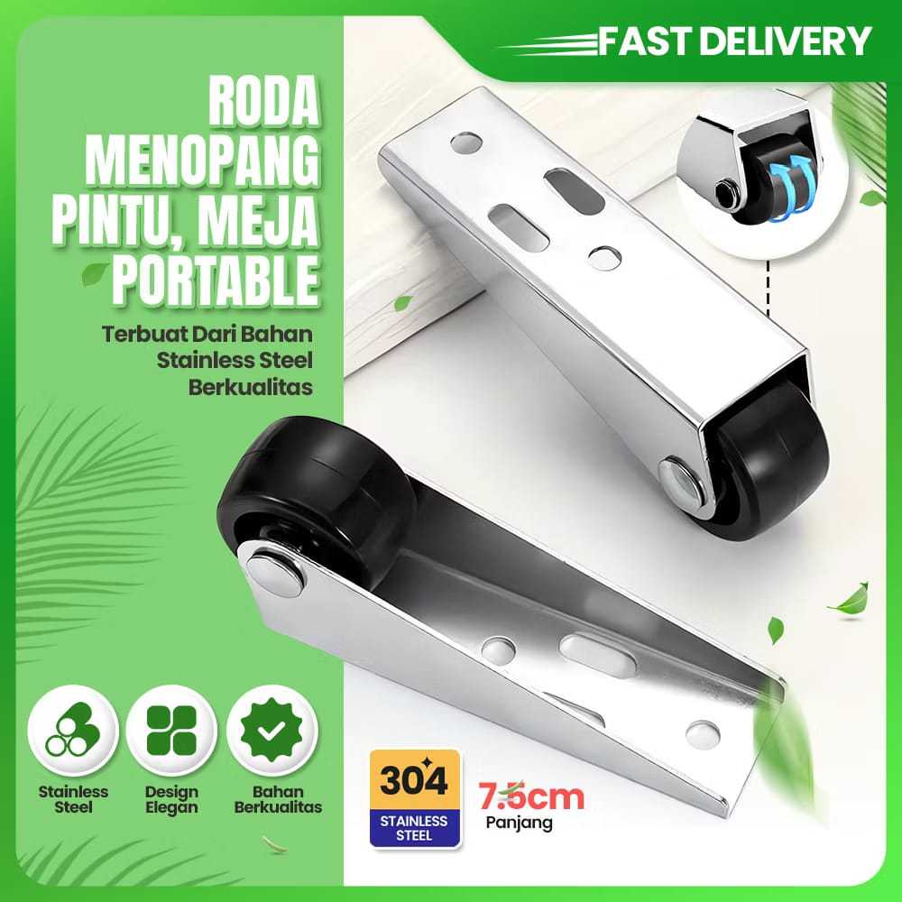 Roda Penopang Sliding Bawah Pintu Penyangga Meja Kursi Lemari Pagar Stainless Steel / Roda Pintu