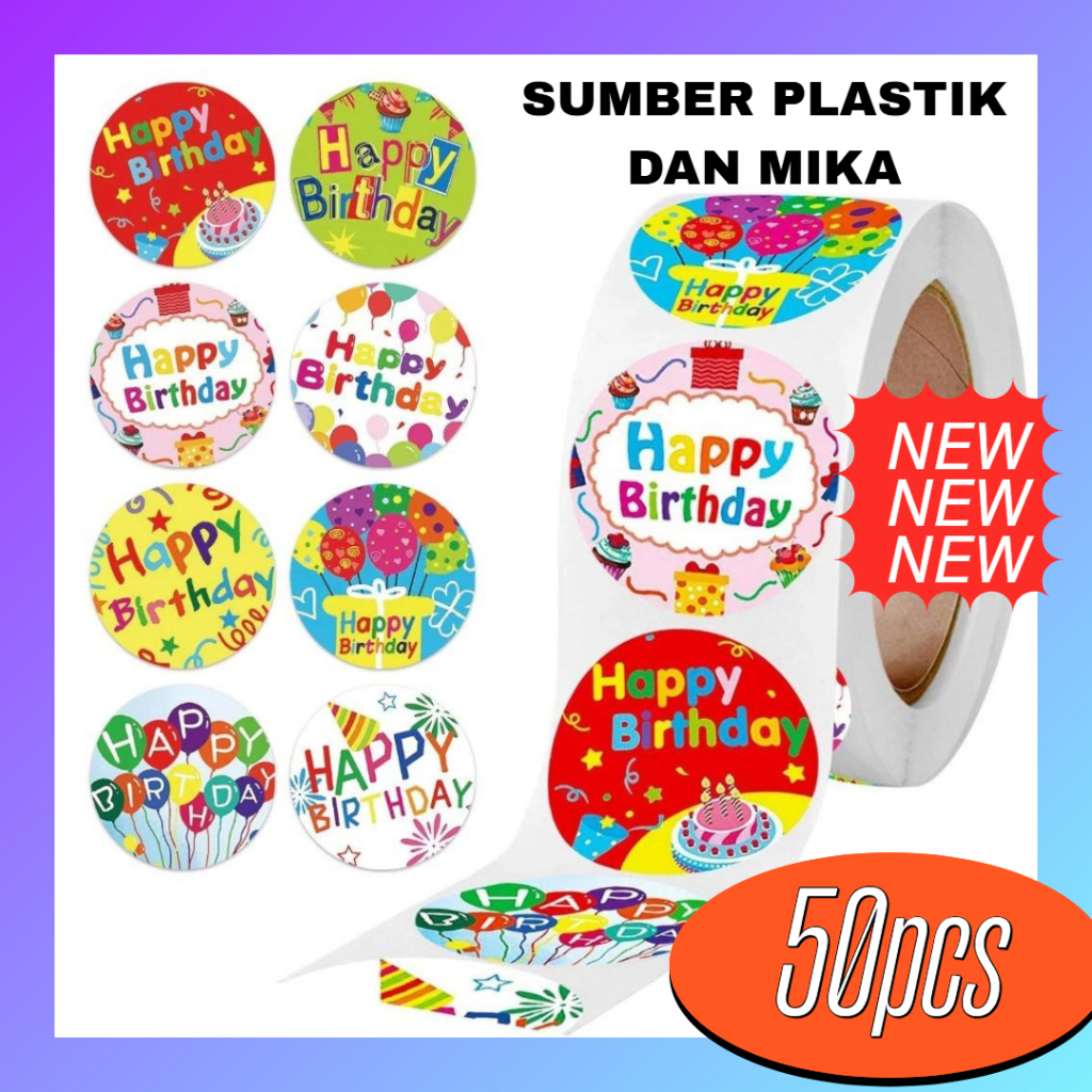 

[ 50pcs ] Stiker Bulat Ulang Tahun Anak / Sticker Happy Birthday / Stiker Ultah / Sticker HBD / Packing Label Sticker Cocok Tempel Mika bento / mika sifon / mika bolu