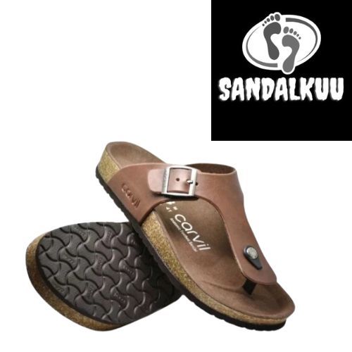 PROMO Sandal Pria Carvil kulit Terbaru original / Sandal Kulit Pria / Sandal Jepit Pria / Sandal Asl