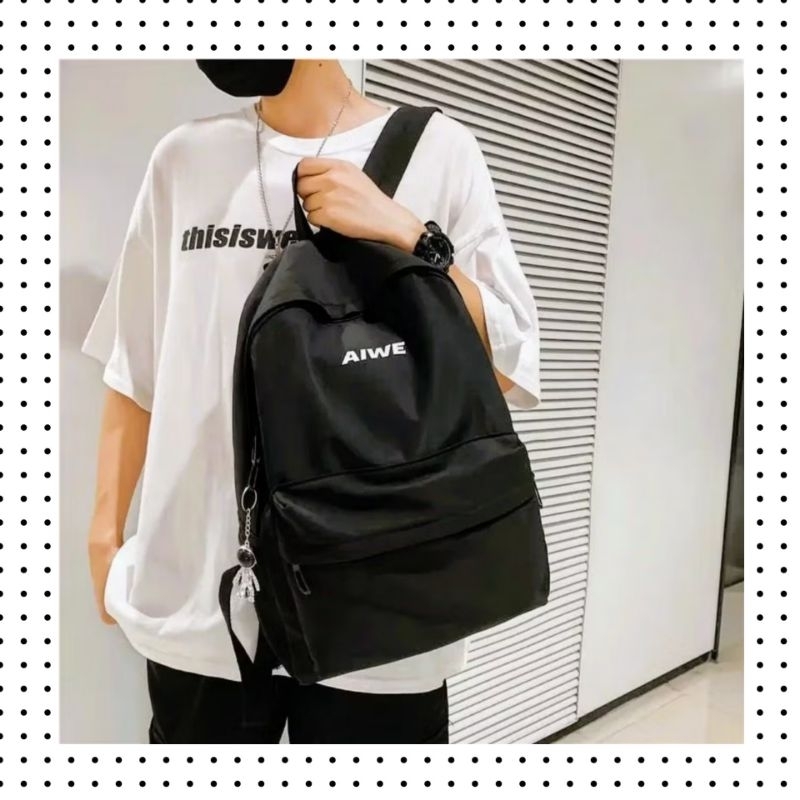 nc21- Tas Rangsel Backpack Aiwe Fashion Tas Rangsel Pastel Riby Korean Nilon Backpack Polos Tas