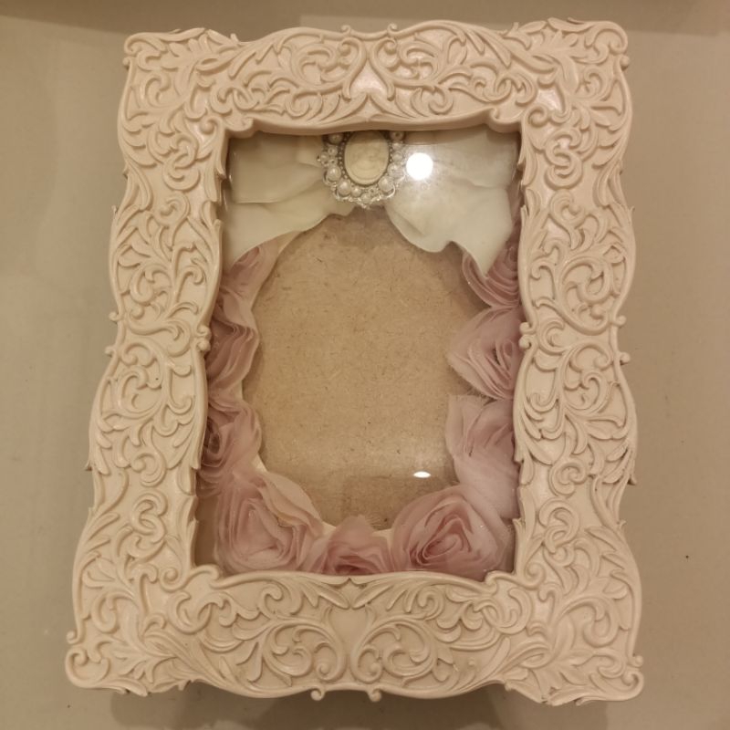 Pigura kaca murah photo frame frame foto vintage unik jadul bahan kayu ex souvenir.