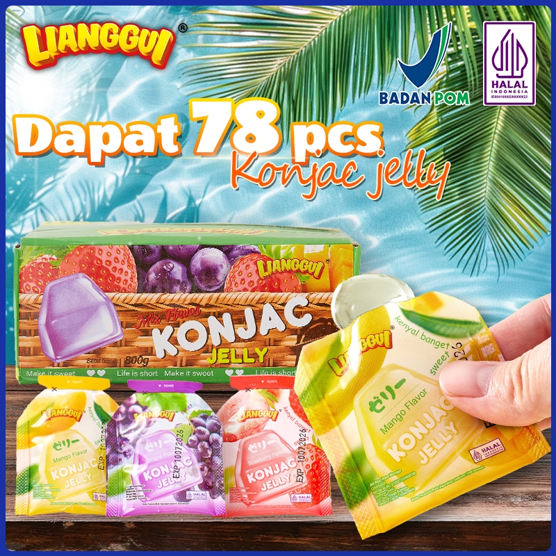 

‌Lianggui - Mix Flavor Jelly Mangga/Stroberi/Anggur Cemilan Anak Sehat Halal, Jajanan Semua Umur