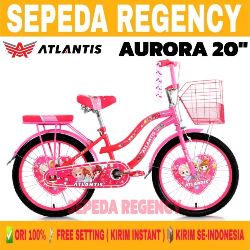 Sepeda Anak Perempuan ATLANTIS AURORA 20 Inch Sepeda Keranjang Anak