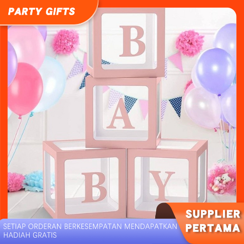 

Box Kotak Transparan Ukuran 25*25cm Tanpa Huruf Box Pink Putih Kotak Balon Box untuk Dekorasi Pesta Ulang Tahun