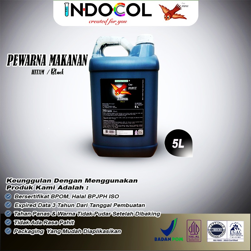 PEWARNA CAIR MAKANAN HITAM CAP PIPIT (5 LITER)