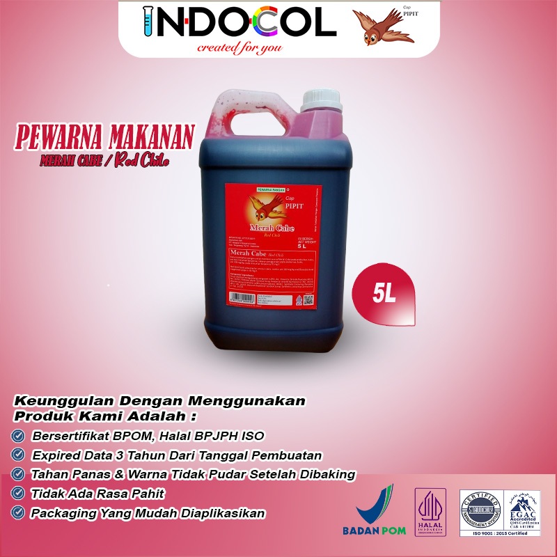 

PEWARNA CAIR MAKANAN MERAH CABE CAP PIPIT (5 LITER)