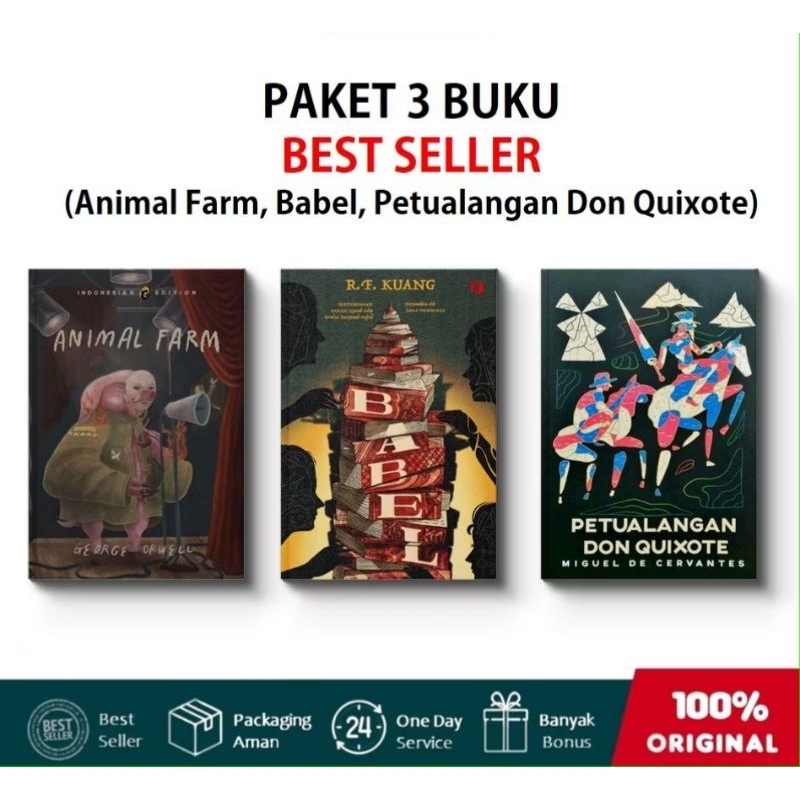 Buku Original - Paket 3 Buku Best Seller Sejagat Raya - Animal Farm, Babel, Petualangan Don Quixote.