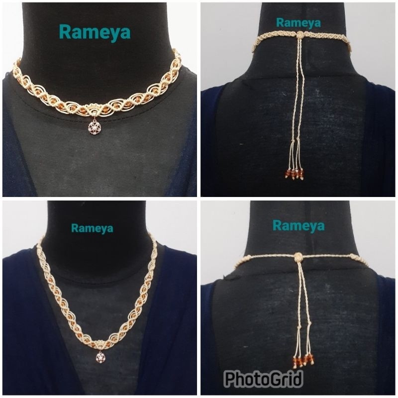 Rameya choker/kalung anyam/kalung kristal